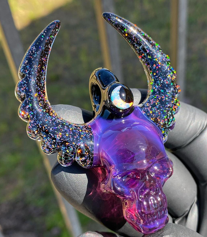 Crescent Opal Demon Skull